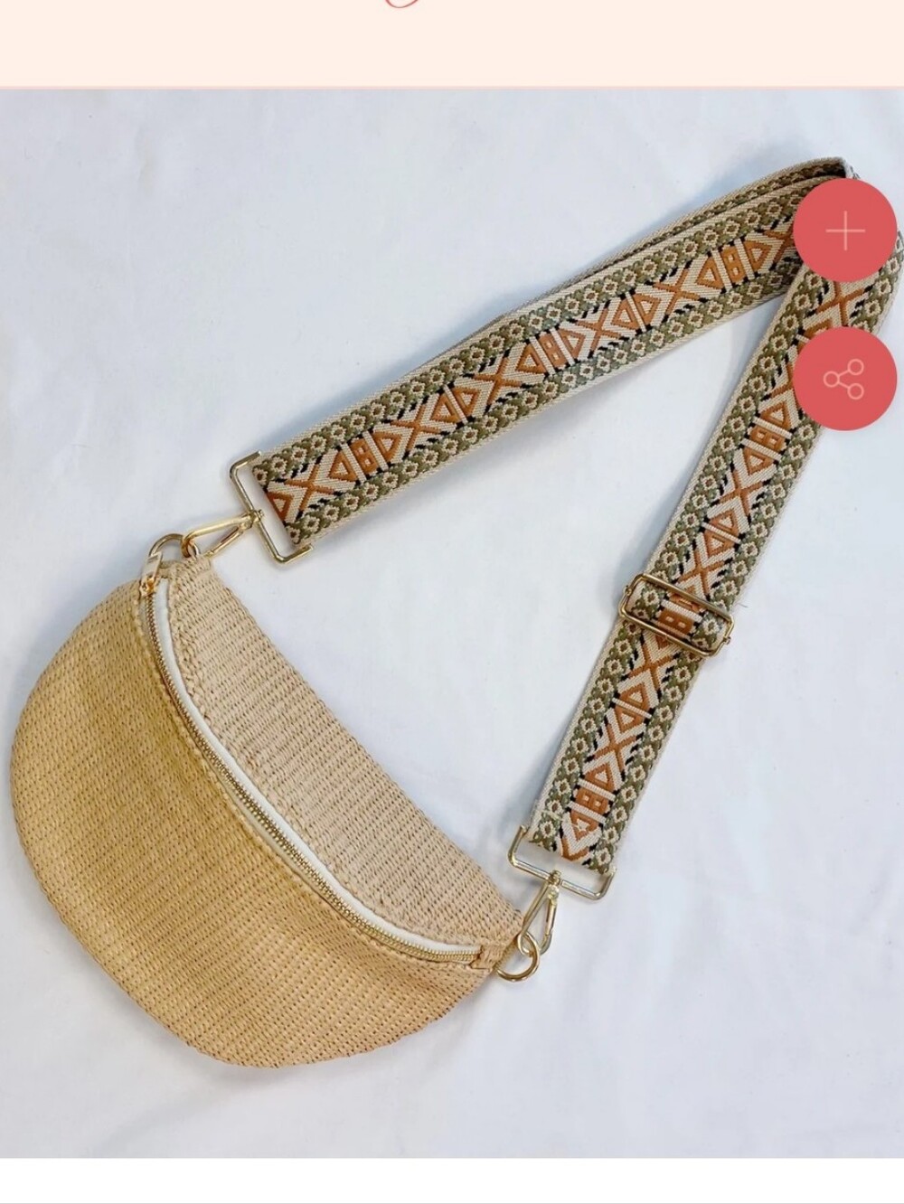Boutique Woven Bahama Breeze - Natural Crossbody Sling Bag Removable Strap
